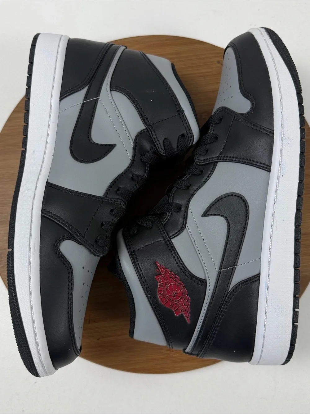 Jordan Mid-Top Sneakers - Black/Gray with Red Accent